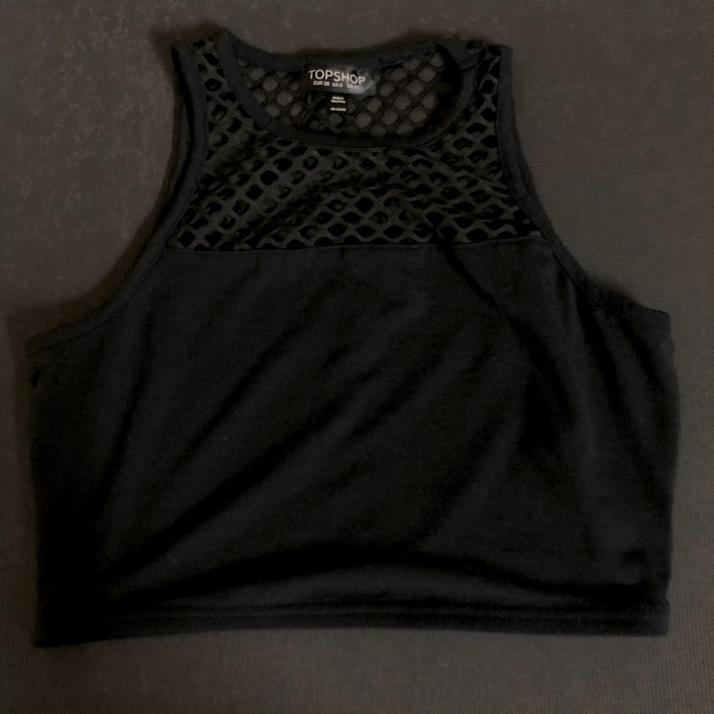 TOPSHOP black fishnet crop top